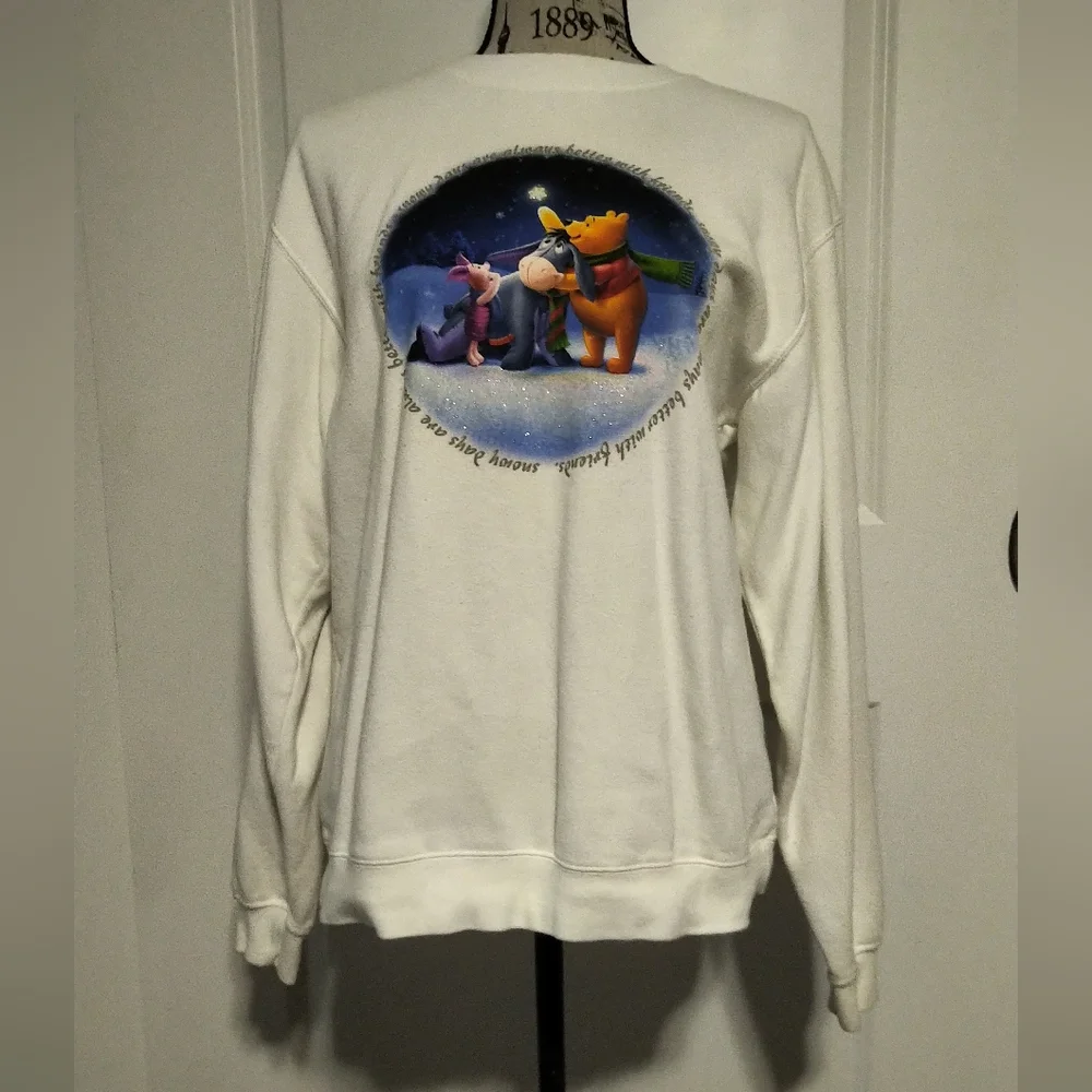 Vintage Disney White Crewneck Sweater with Character Design